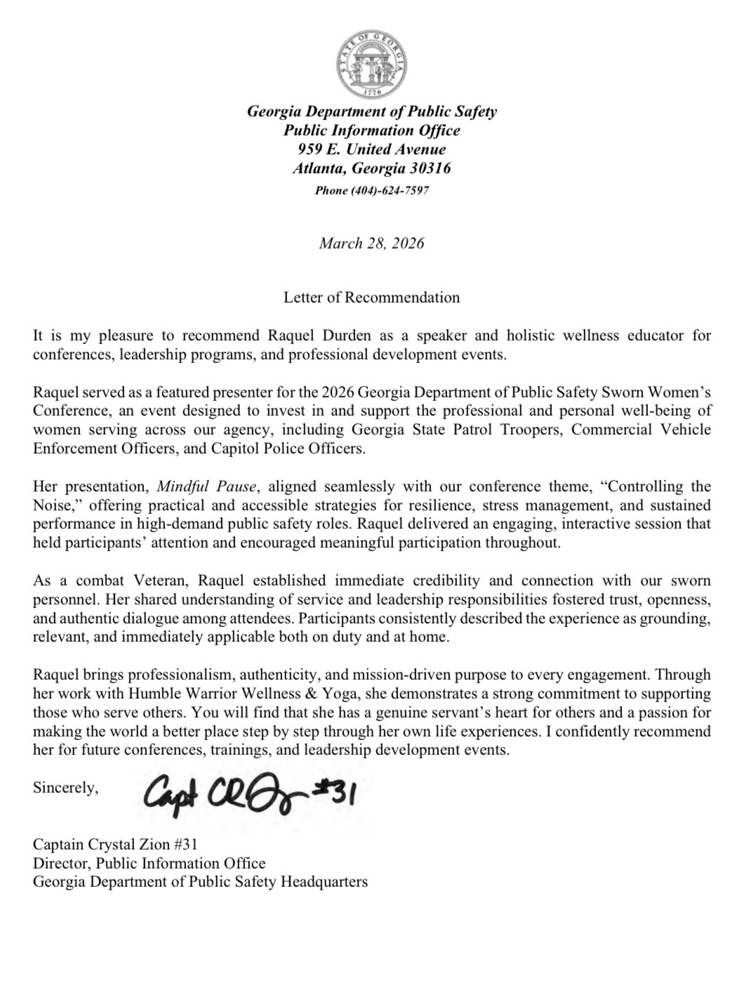 Letter of Recommendation